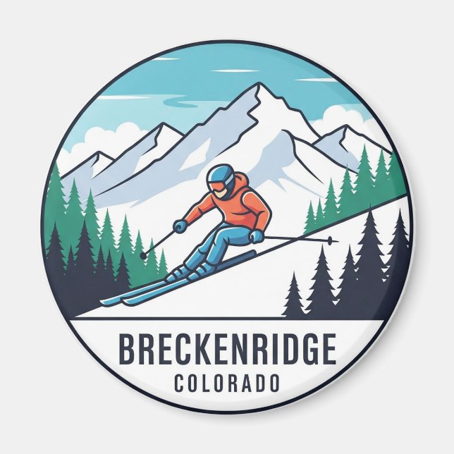 Íman Breckenridge Colorado Skiing Skier Viagem (Frente)