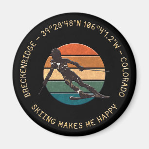 Íman Breckenridge, Colorado - Woman Skier, Texto Dourad