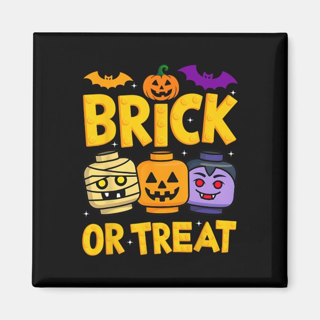 Íman Brick Ou Tratar O Master Builder Do Halloween Bloq (Frente)