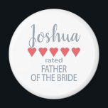 Íman Bridal e Festa de casamento 5 Coração Pai da Noiva<br><div class="desc">Os membros do partido nobre e da festa de casamento sentir-se-ão amados e apreciados com um presente de "cinco corações" feito especialmente para eles. O amor é o que ele quer. Quer seja um casamento em casa ou um casamento de destino, os itens personalizados vão certamente trazer sorrisos ao longo...</div>