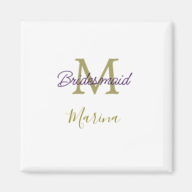 Íman Bride tribe monogram bridal shower simple golden p (Frente)