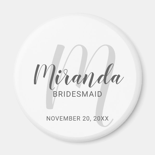 Íman Bridesmaid Personalizado de Script Moderno (Frente)