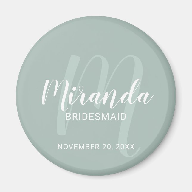 Íman Bridesmaid Personalizado de Script Moderno (Frente)