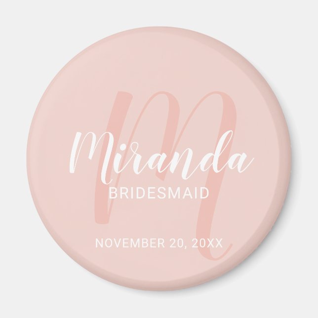Íman Bridesmaid Personalizado de Script Moderno (Frente)