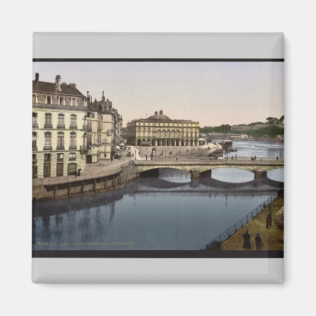 Íman Bridge, Bayonne, Pirenéus, França vintage Photochr (Frente)