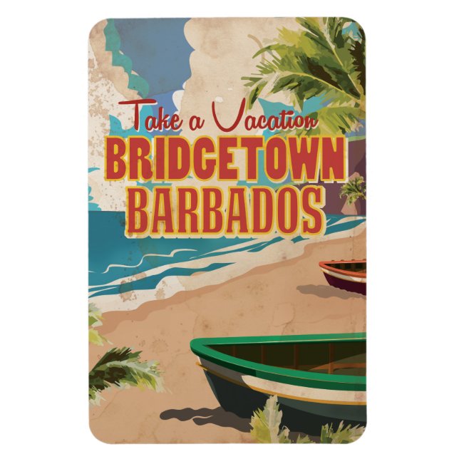 Íman Bridgetown, Poster de Viagens vintage de Barbados (Vertical)