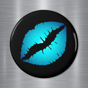 Íman Bright Aqua Blue Ombre Lips Look