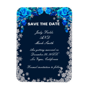 Íman Bright Blue Rosa Snowflake Natal Salvar Data