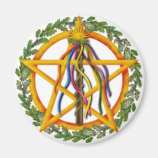 Íman Bright Maypole Beltane Sun Pentacle Pagan Holiday (Frente)