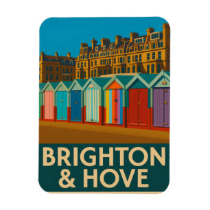 Íman Brighton Beach Huts - Impressão Colorida à beira-m