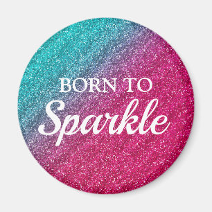Íman Brilhante Azul e Rosa Escuro Glitter Nascido para