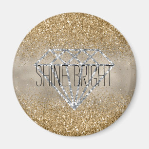 Íman Brilho Brilhante de Diamante de Prata Dourado
