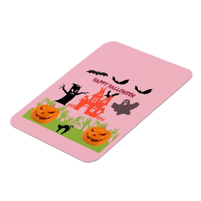 Íman Brilho Cor-de-Rosa de Halloween Assustador (Left Side)