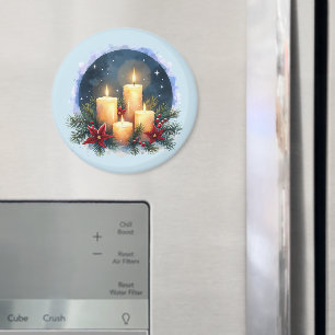 Íman Brilho da Vela de Natal com Poinsettias