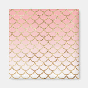 Íman Brilho de sereia rosa e dourado menina cor blush