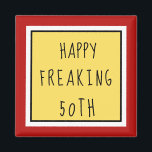 Íman Brincadeira 50º presente feliz de aniversário<br><div class="desc">Feliz presente de aniversário de 50 anos de diversão, de gag, para a próxima idade de 50 anos da sua vida. Talvez seja você. Personalize para alterar o fundo vermelho para uma cor escolhida. Veja mais artigos de aniversário no Zigglets aqui no Zazzle.</div>