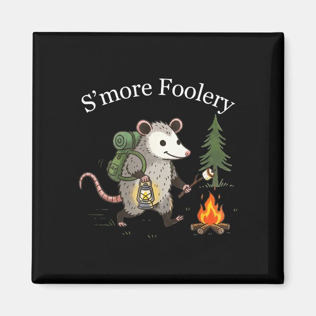Íman Brincadeira de S'more gambá marshmallow engraçado  (Frente)