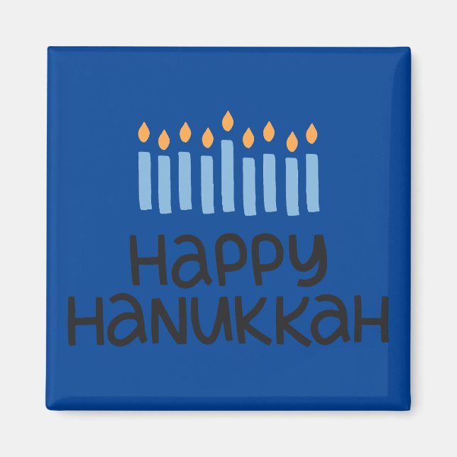 Íman Brincadeira feliz Hanukkah Square Magnet (Frente)