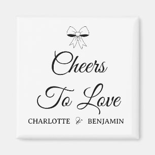 Íman Brinde ao Amor Burgundy Script Ivory Bow Casamento