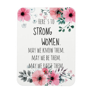 Íman Brinde às Mulheres Fortes Citação Aquarela Floral
