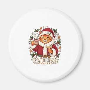 Íman Brinde Natal Gato Laranja Chapéu do Papai Noel Beb