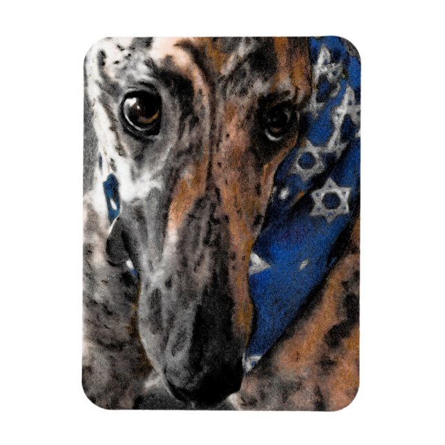 Íman Brindle Greyhound no seu Holiday Bandana (Vertical)