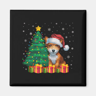 Íman Brinquedo Feio Fox Terrier Santa Hat Luzes De Nata