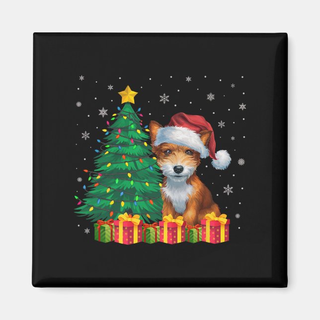 Íman Brinquedo Feio Fox Terrier Santa Hat Luzes De Nata (Frente)