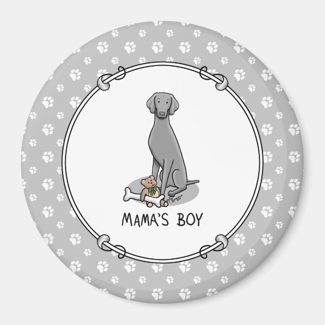 Íman Brinquedos da mamãe Weimaraner (cinza 1) (Frente)