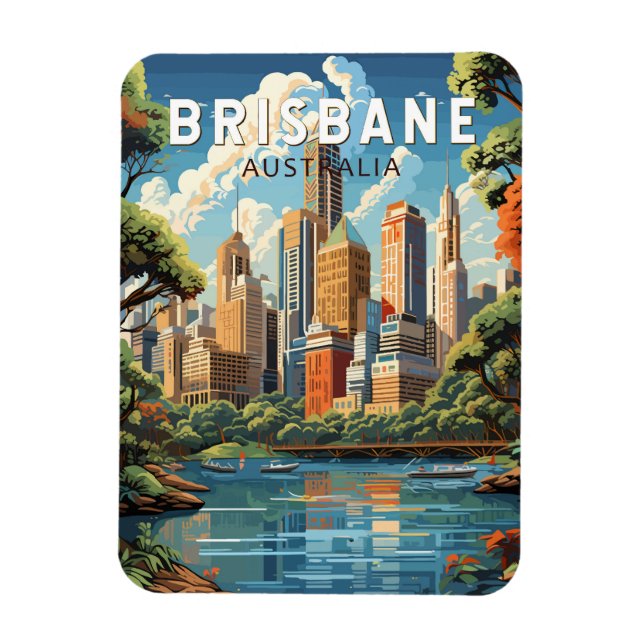Íman Brisbane, Austrália, Viagem Art Vintage (Vertical)
