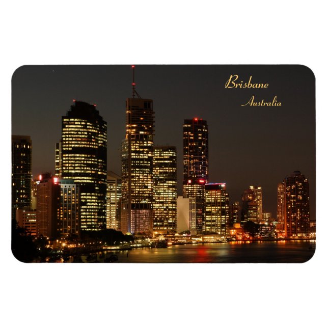 Íman Brisbane City, Night Skyline, Austrália - Magnet (Horizontal)