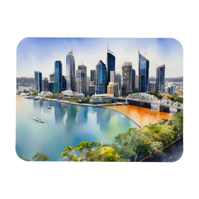 Íman Brisbane watercolor art (Horizontal)