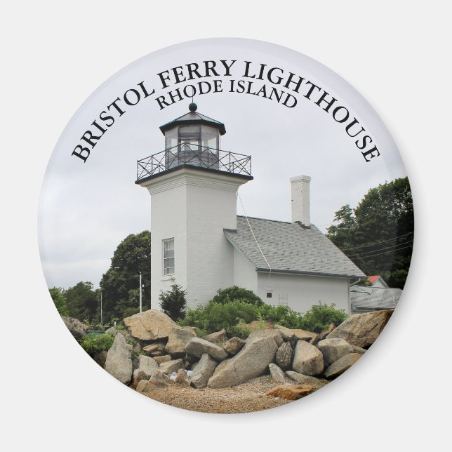 Íman Bristol Ferry Lighthouse Rhode Island Round Magnet (Frente)