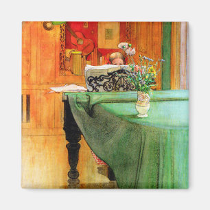 Íman Brita ao Piano por Carl Larsson, Arte Antiga