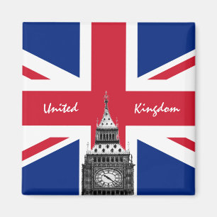 Íman British Flag & Big Ben - Londres, England viagem U