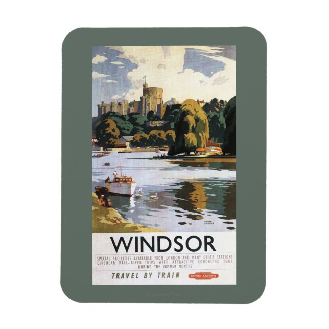 Íman British Railways Windsor Castle Thames Poster (Vertical)