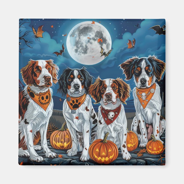 Íman Brittany Spaniel Halloween Spooky (Frente)