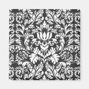 Íman Brocade de gargalo branco preto