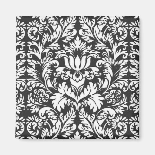 Íman Brocade de gargalo branco preto (Frente)