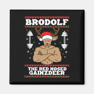 Íman Brodolf Funny Christmas Buff Reindeer Gym Bodybuil