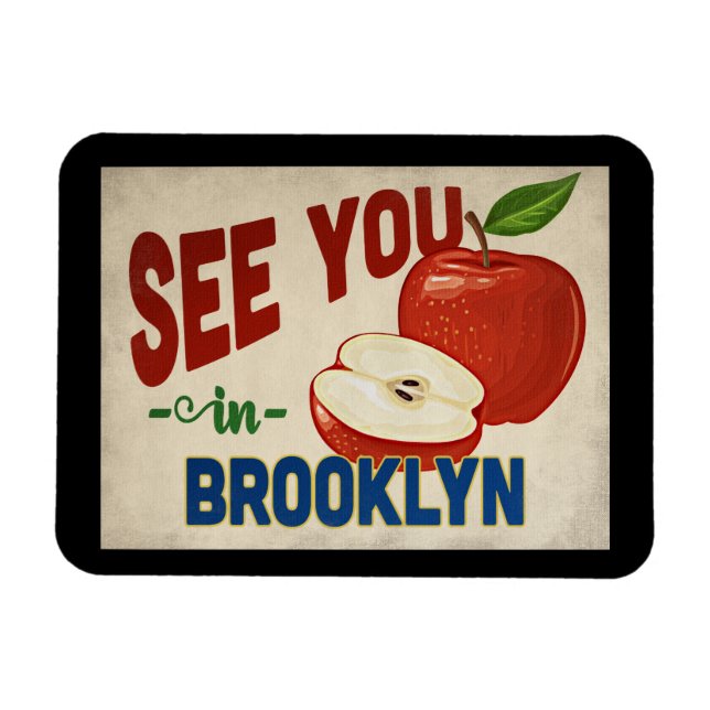 Íman Brooklyn New York Apple - Viagens vintage (Horizontal)