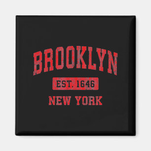Íman Brooklyn Nova York Ny Design Vintage Srts Vermelho