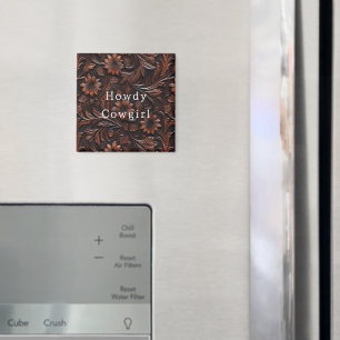 Íman Brown Faux Leather Cowgirl Floral