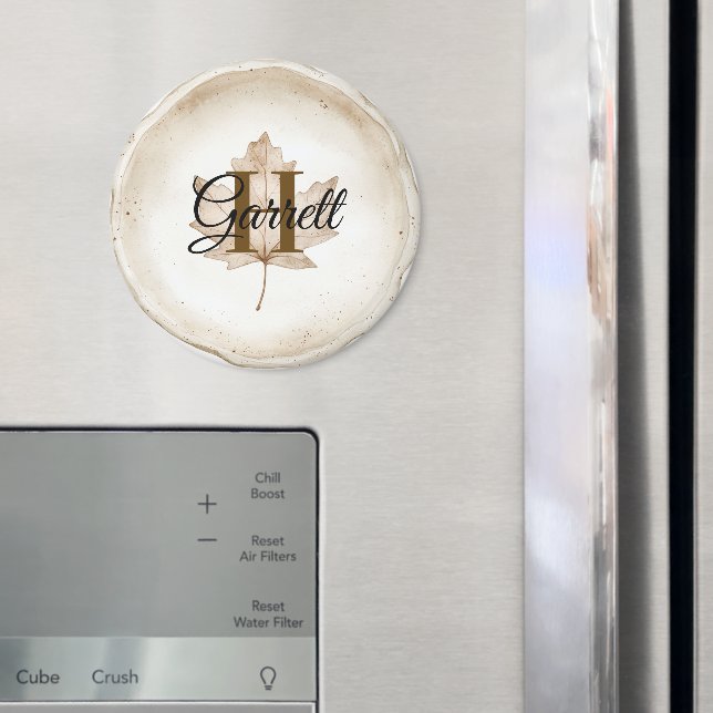 Íman Brown Leaf Monogram Name (In Situ (Fridge))