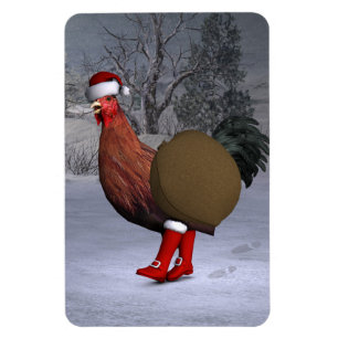 Íman Brown Rooster Santa Claus