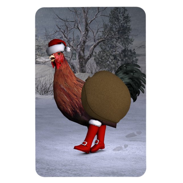 Íman Brown Rooster Santa Claus (Vertical)