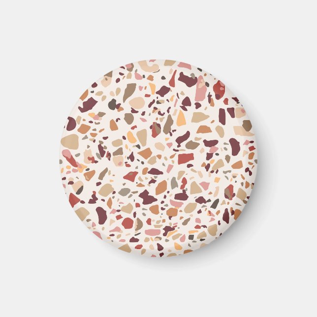 Íman Brown terrazzo: vintage, trendy padrão. (Frente)