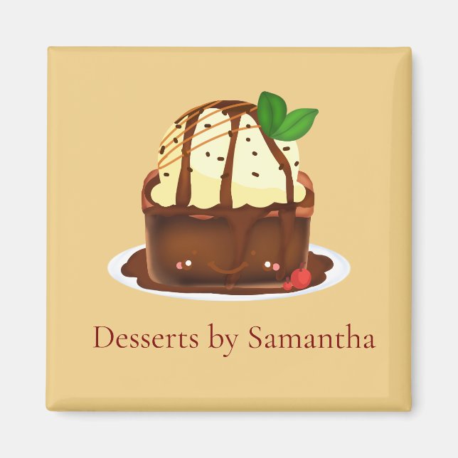 Íman Brownie de Chocolate Com Sorvete de Baunilha (Frente)