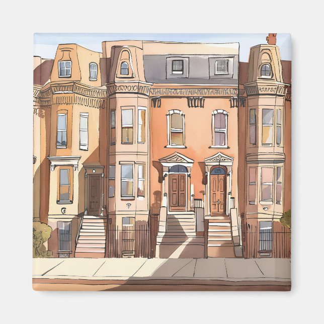 Íman Brownstones Esboçadas | Boston Massachusetts (Frente)
