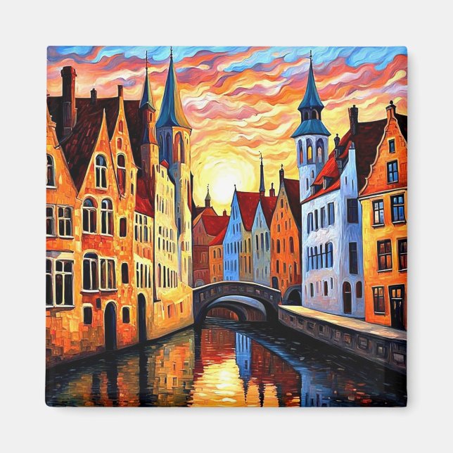 Íman Bruges ao pôr do sol (Frente)